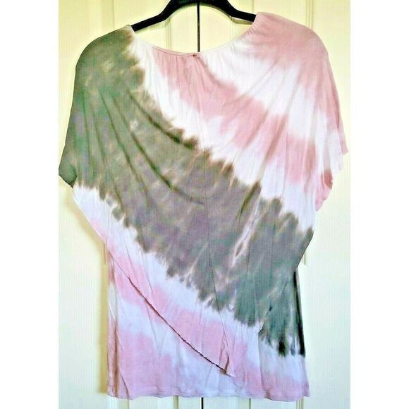 Juicy Couture Medium M Short Sleeve Tie Dye Handkerchief Top Shirt Rough Hemline - Picture 7 of 7